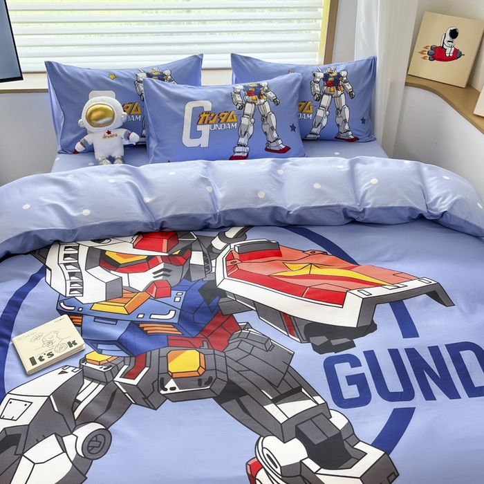 91家纺网 家纺一手货源 找家纺 孩子王 2025新款亲肤活性大版纯棉专版太空人卡通学生儿童宿舍四件套系列 钢铁侠