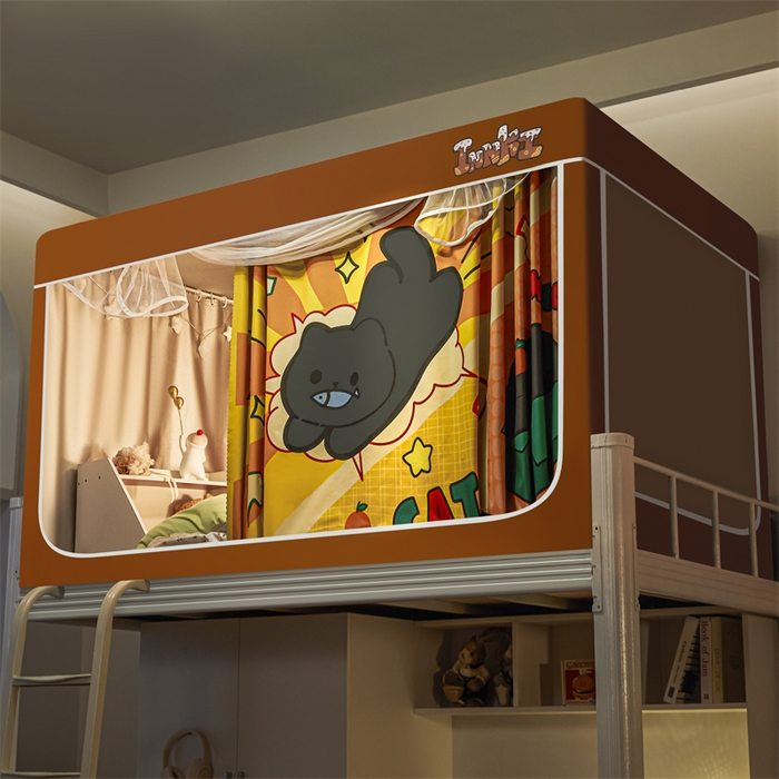 91家纺网 家纺一手货源 找家纺 卓尔居 2025新款学生遮光床帘涂层包边卡通系列 漫画猫猫