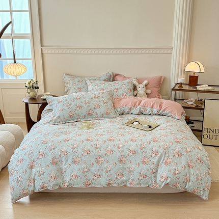 91家纺网 家纺一手货源 找家纺 壹号库家纺 2024新款提花针织绵四件套 花谷