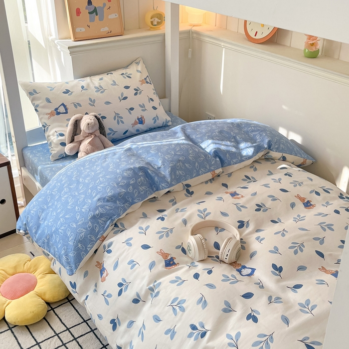 91家纺网 家纺一手货源 找家纺 雅居纺 2024新款全棉印花学生季套件 萌萌兔