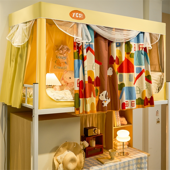 91家纺网 家纺一手货源 找家纺 卓尔居 2025新款学生遮光床帘涂层包边卡通系列 色达