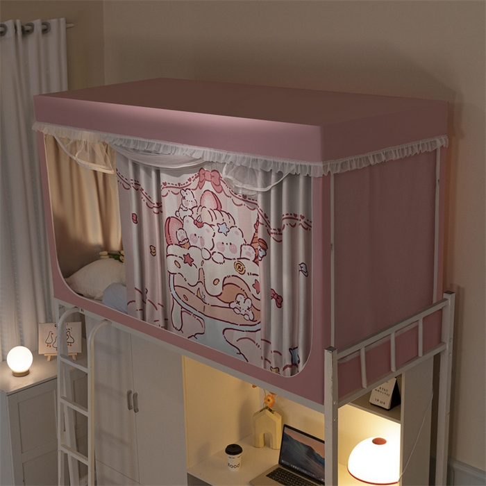 91家纺网 家纺一手货源 找家纺 卓尔居 2025新款学生遮光床帘涂层花边卡通系列 冰激凌小熊