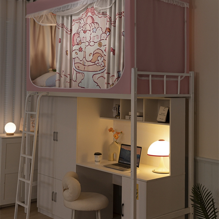 91家纺网 家纺一手货源 找家纺 卓尔居 2025新款学生遮光床帘涂层花边卡通系列 冰激凌小熊