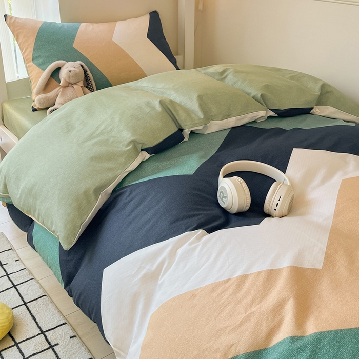 91家纺网 家纺一手货源 找家纺 雅居纺 2024新款全棉印花学生季套件 波浪世界