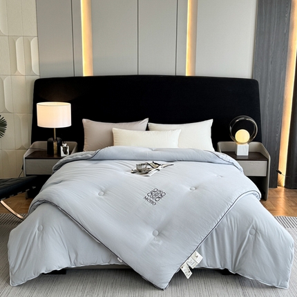 91家纺网 家纺一手货源 找家纺 一加一 2025新款黑边立体刺绣大豆子母被 银灰