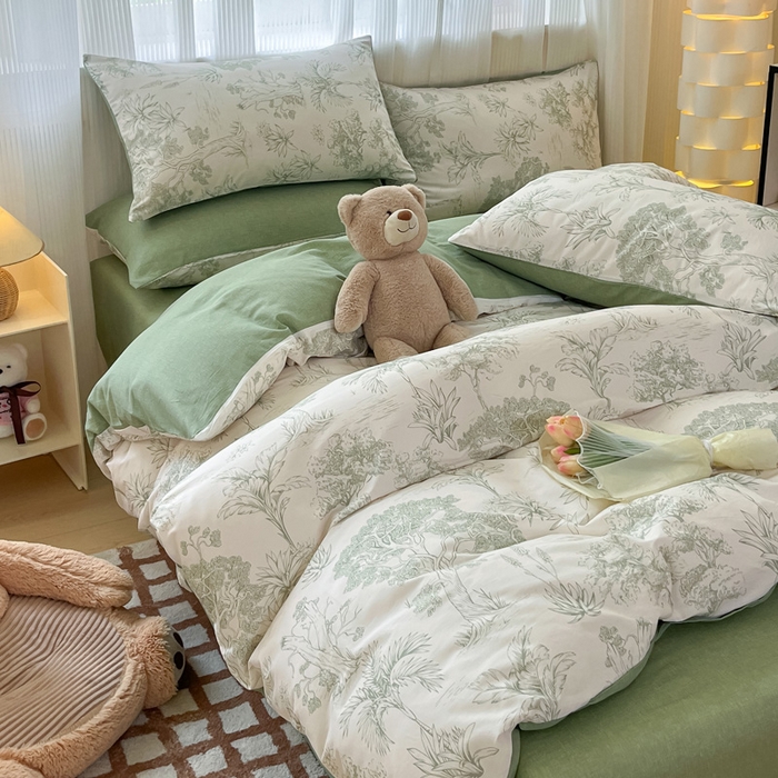 91家纺网 家纺一手货源 找家纺 雅居纺 2024新款全棉印花四件套 奇遇森林