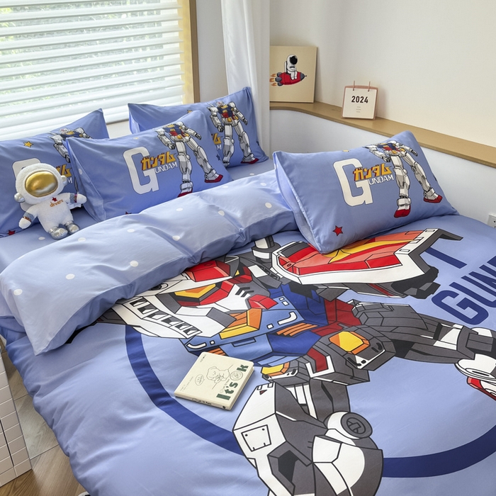 91家纺网 家纺一手货源 找家纺 孩子王 2025新款亲肤活性大版纯棉专版太空人卡通学生儿童宿舍四件套系列 钢铁侠