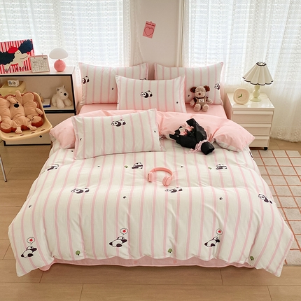 91家纺网 家纺一手货源 找家纺 （总）倾慕家纺 2024新款ins清新风纯棉印花四件套系列