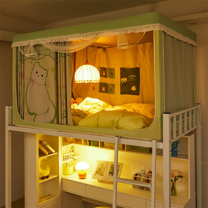 91家纺网 家纺一手货源 找家纺 卓尔居 2025新款学生遮光床帘涂层花边卡通系列 布偶猫