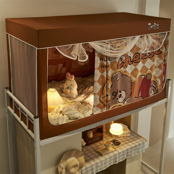 91家纺网 家纺一手货源 找家纺 卓尔居 2025新款学生遮光床帘涂层包边卡通系列 奶酪熊