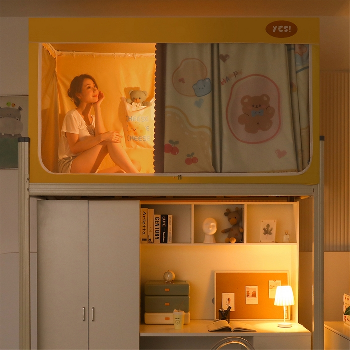 91家纺网 家纺一手货源 找家纺 卓尔居 2025新款学生遮光床帘涂层包边卡通系列 气泡熊