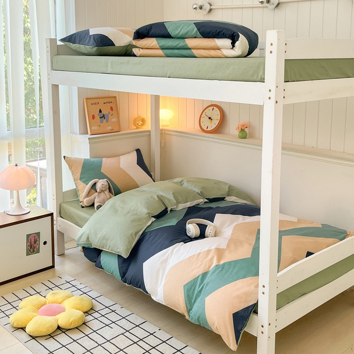 91家纺网 家纺一手货源 找家纺 雅居纺 2024新款全棉印花学生季套件 波浪世界