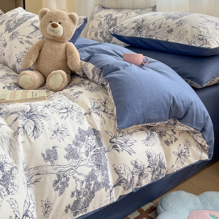 91家纺网 家纺一手货源 找家纺 雅居纺 2024新款全棉印花四件套 妙语花香