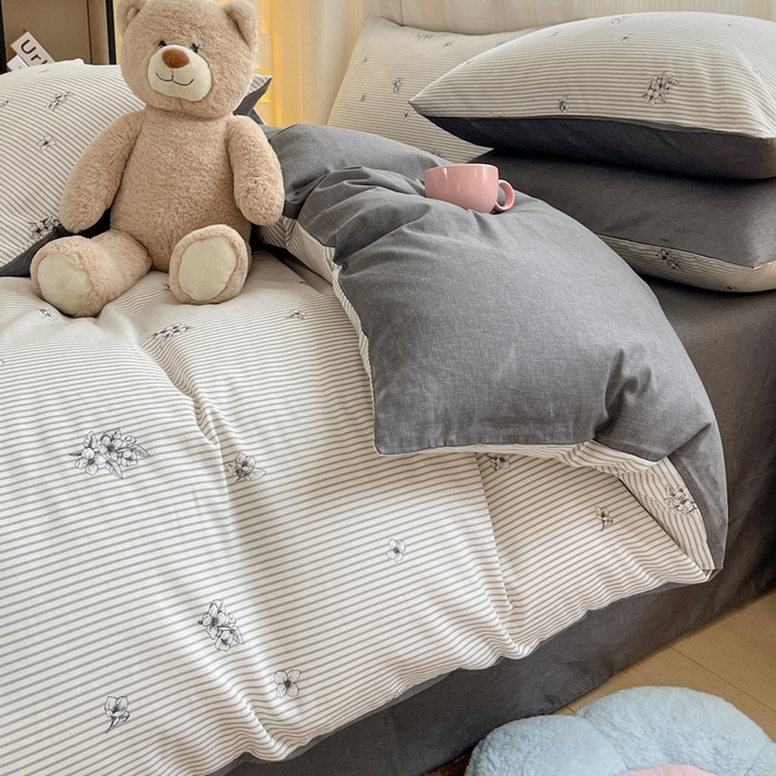 91家纺网 家纺一手货源 找家纺 雅居纺 2024新款全棉印花四件套 炫染小花