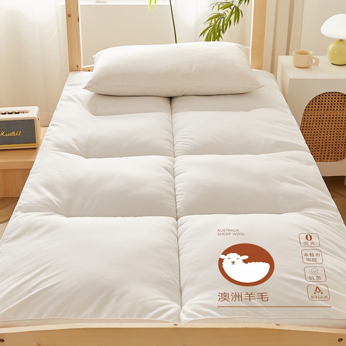 91家纺网 家纺一手货源 找家纺 卡派 2024新款羊毛立体软床垫单人床 白色