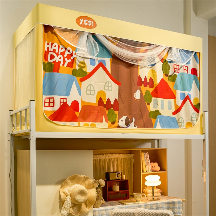 91家纺网 家纺一手货源 找家纺 卓尔居 2025新款学生遮光床帘涂层包边卡通系列 色达