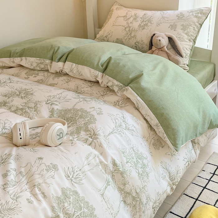 91家纺网 家纺一手货源 找家纺 雅居纺 2024新款全棉印花学生季套件 奇遇森林