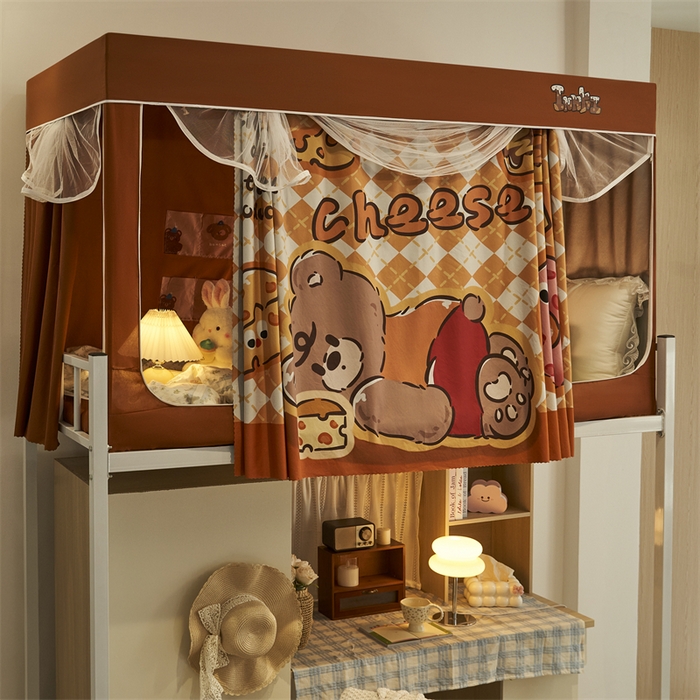 91家纺网 家纺一手货源 找家纺 卓尔居 2025新款学生遮光床帘涂层包边卡通系列 奶酪熊