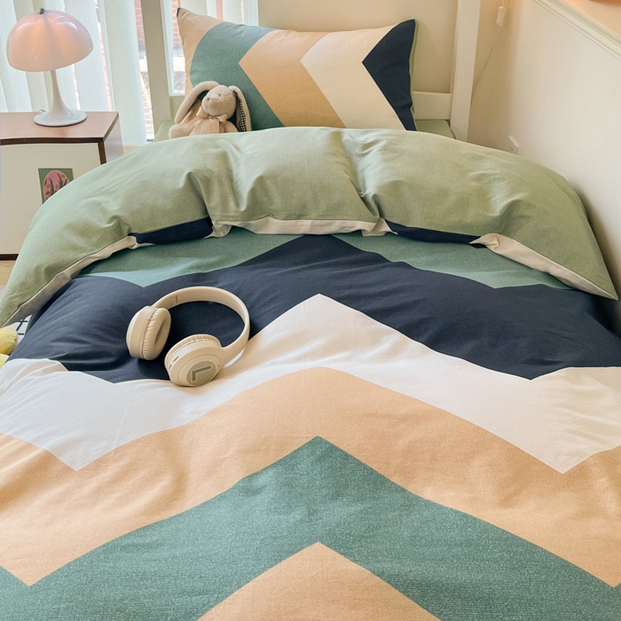 91家纺网 家纺一手货源 找家纺 雅居纺 2024新款全棉印花学生季套件 波浪世界