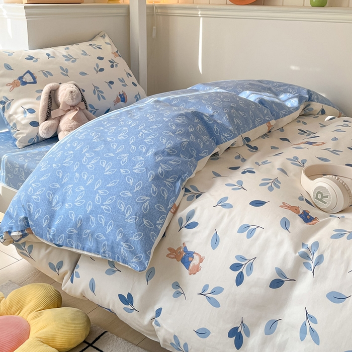 91家纺网 家纺一手货源 找家纺 雅居纺 2024新款全棉印花学生季套件 萌萌兔