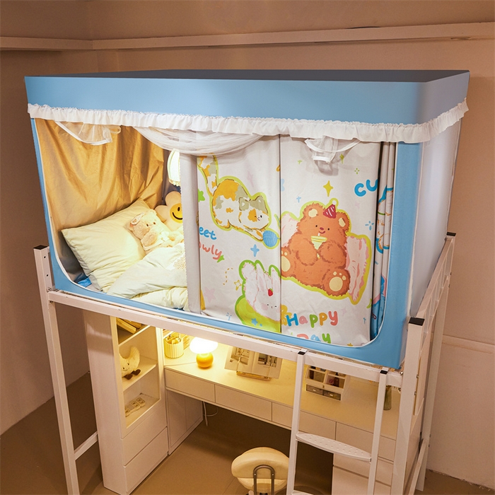 91家纺网 家纺一手货源 找家纺 卓尔居 2025新款学生遮光床帘涂层花边卡通系列 卡通小动物