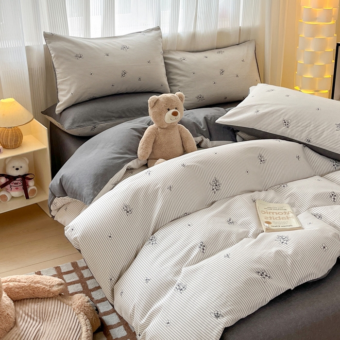 91家纺网 家纺一手货源 找家纺 雅居纺 2024新款全棉印花四件套 炫染小花