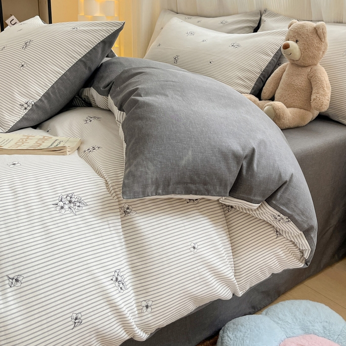 91家纺网 家纺一手货源 找家纺 雅居纺 2024新款全棉印花四件套 炫染小花