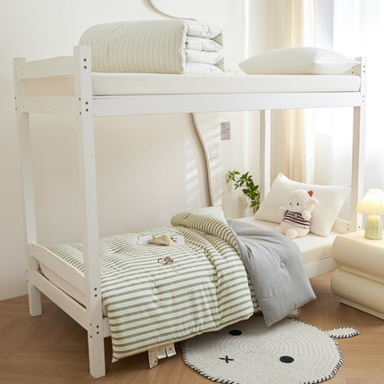 91家纺网 家纺一手货源 找家纺 一加一 2025新款彩纱色织全棉大豆单人宿舍被学生被 天竺  咖