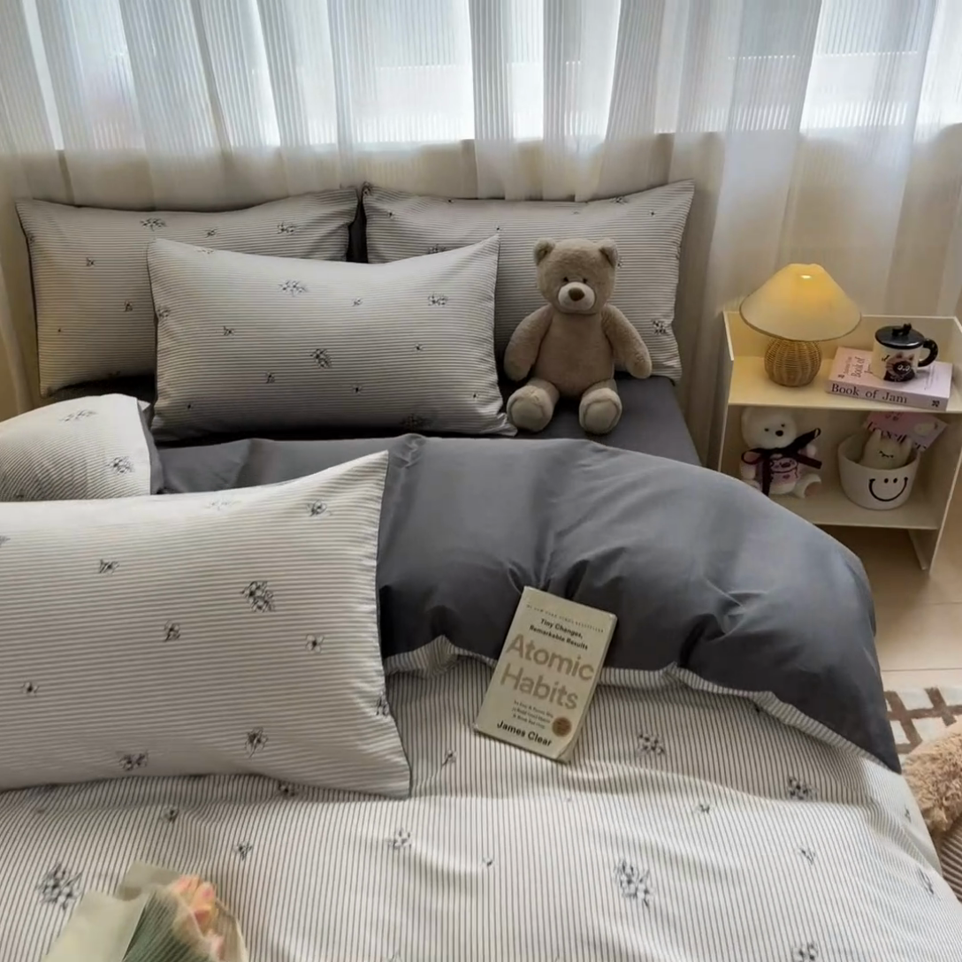 91家纺网 家纺一手货源 找家纺 雅居纺 2024新款全棉印花四件套 炫染小花