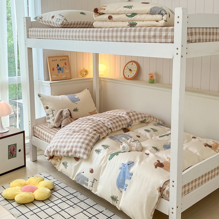 91家纺网 家纺一手货源 找家纺 雅居纺 2024新款全棉印花学生季套件 动物世界