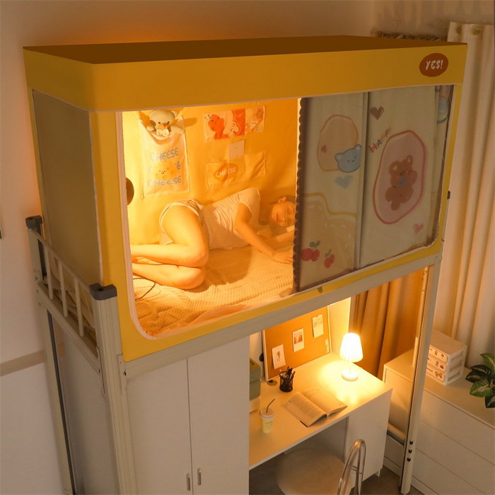 91家纺网 家纺一手货源 找家纺 卓尔居 2025新款学生遮光床帘涂层包边卡通系列 气泡熊