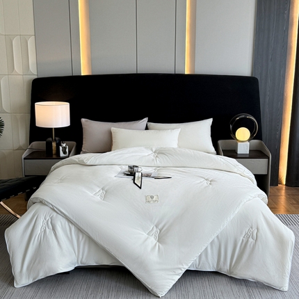 91家纺网 家纺一手货源 找家纺 一加一 2025新款提花立体贴标大豆子母被 白色