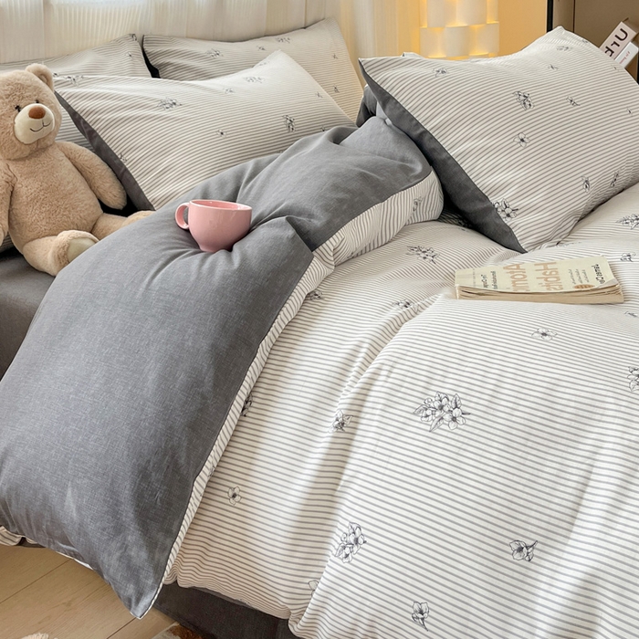 91家纺网 家纺一手货源 找家纺 雅居纺 2024新款全棉印花四件套 炫染小花