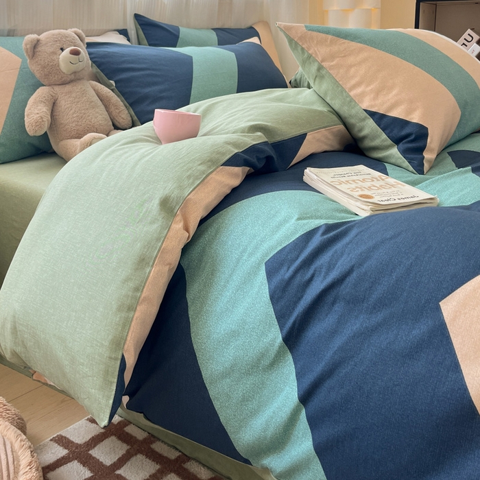 91家纺网 家纺一手货源 找家纺 雅居纺 2024新款全棉印花四件套 波浪世界