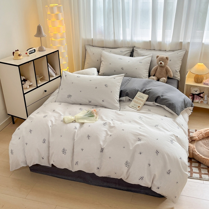 91家纺网 家纺一手货源 找家纺 雅居纺 2024新款全棉印花四件套 炫染小花