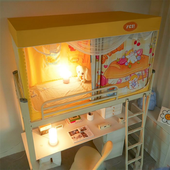 91家纺网 家纺一手货源 找家纺 卓尔居 2025新款学生遮光床帘涂层包边卡通系列 面包