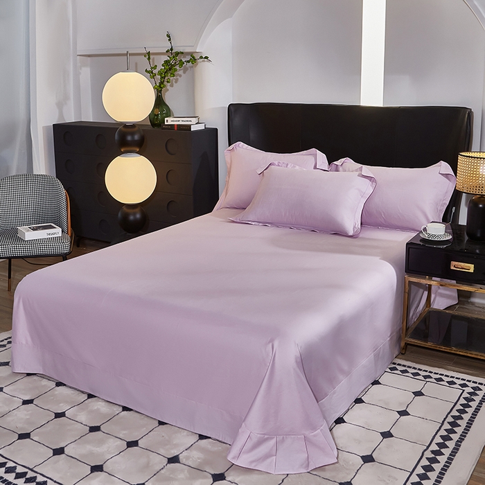 91家纺网 家纺一手货源 找家纺 雲归梦 2024新款全棉提花活性高支密轻奢四件套 细条纹-优雅紫