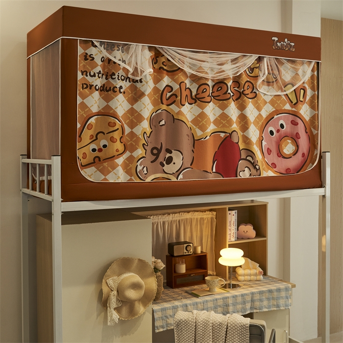 91家纺网 家纺一手货源 找家纺 卓尔居 2025新款学生遮光床帘涂层包边卡通系列 奶酪熊