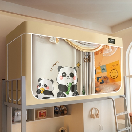 91家纺网 家纺一手货源 找家纺 世婕 2025新款A类全遮光窗帘三开门大版学生蚊帐 熊猫