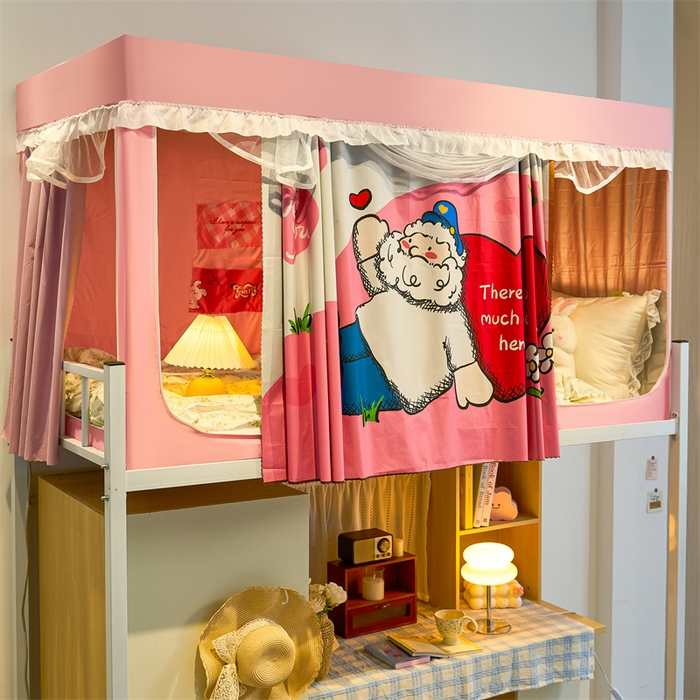 91家纺网 家纺一手货源 找家纺 卓尔居 2025新款学生遮光床帘涂层花边卡通系列 爱心爷爷