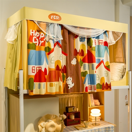 卓尔居 2025新款学生遮光床帘涂层包边卡通系列 色达