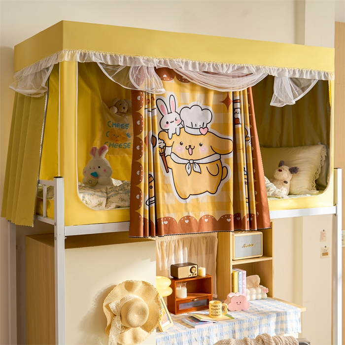 91家纺网 家纺一手货源 找家纺 卓尔居 2025新款学生遮光床帘涂层包边卡通IP系列 布丁狗