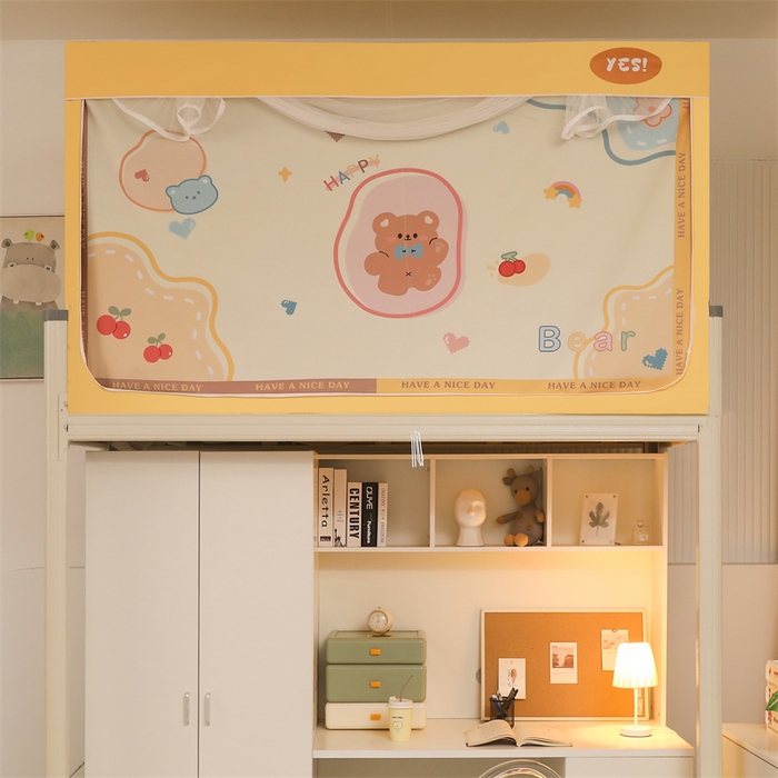 91家纺网 家纺一手货源 找家纺 卓尔居 2025新款学生遮光床帘涂层包边卡通系列 气泡熊