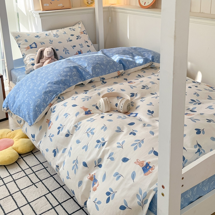 91家纺网 家纺一手货源 找家纺 雅居纺 2024新款全棉印花学生季套件 萌萌兔