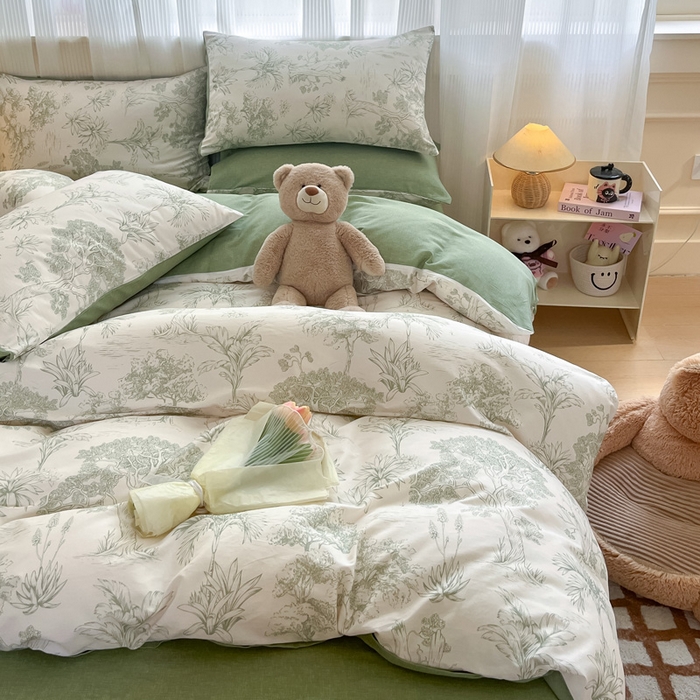 91家纺网 家纺一手货源 找家纺 雅居纺 2024新款全棉印花四件套 奇遇森林