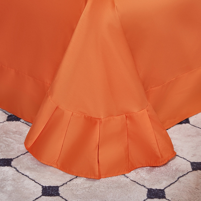 91家纺网 家纺一手货源 找家纺 雲归梦 2024新款全棉提花活性高支密轻奢四件套 阳阳格-宾利橙