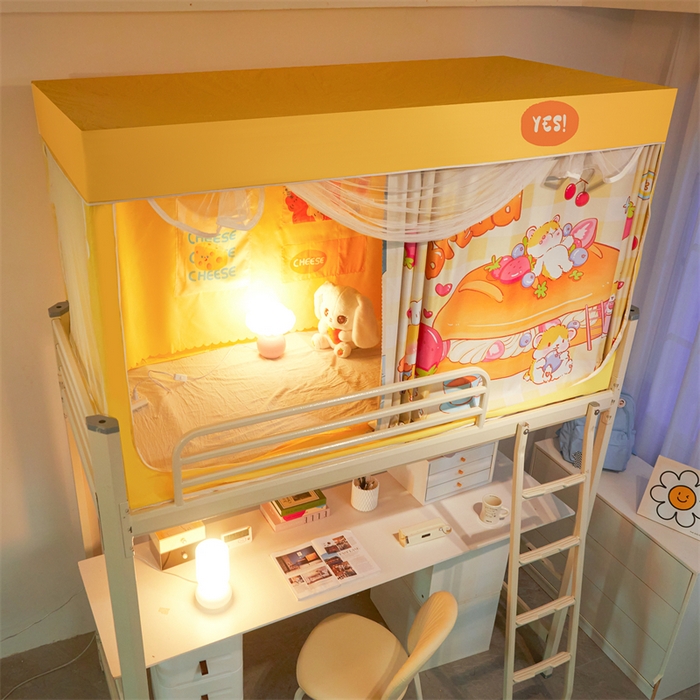 91家纺网 家纺一手货源 找家纺 卓尔居 2025新款学生遮光床帘涂层包边卡通系列 面包