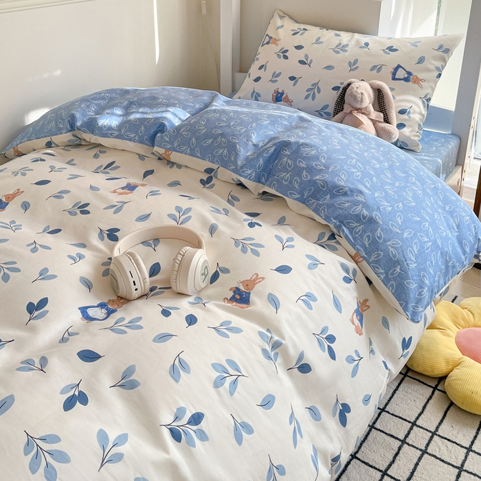 91家纺网 家纺一手货源 找家纺 雅居纺 2024新款全棉印花学生季套件 萌萌兔