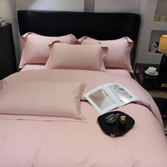 91家纺网 家纺一手货源 找家纺 雲归梦 2024新款全棉提花活性高支密轻奢四件套 曲线格-樱花粉