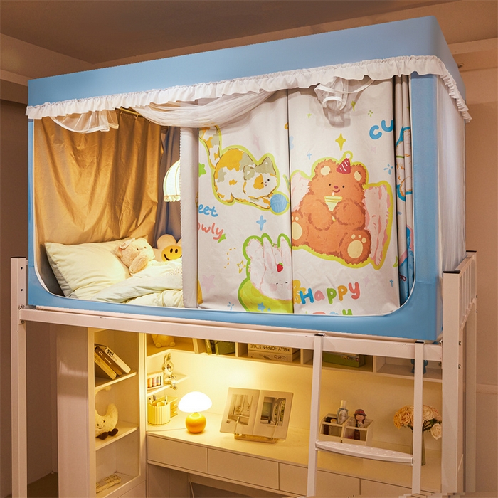 91家纺网 家纺一手货源 找家纺 卓尔居 2025新款学生遮光床帘涂层花边卡通系列 卡通小动物